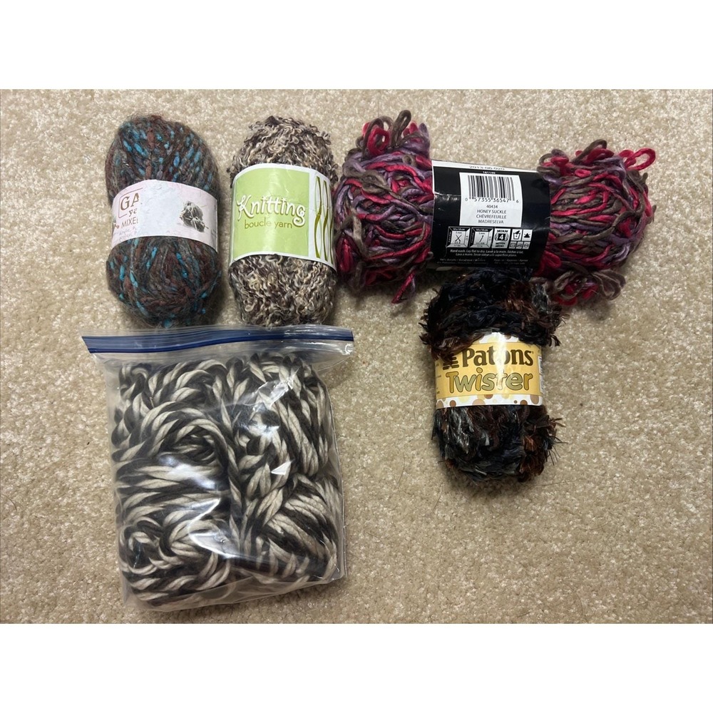Bulky Mixed Yarn Lot Browns And Warm Fall Colors For Knitting, Crochet, Crafts